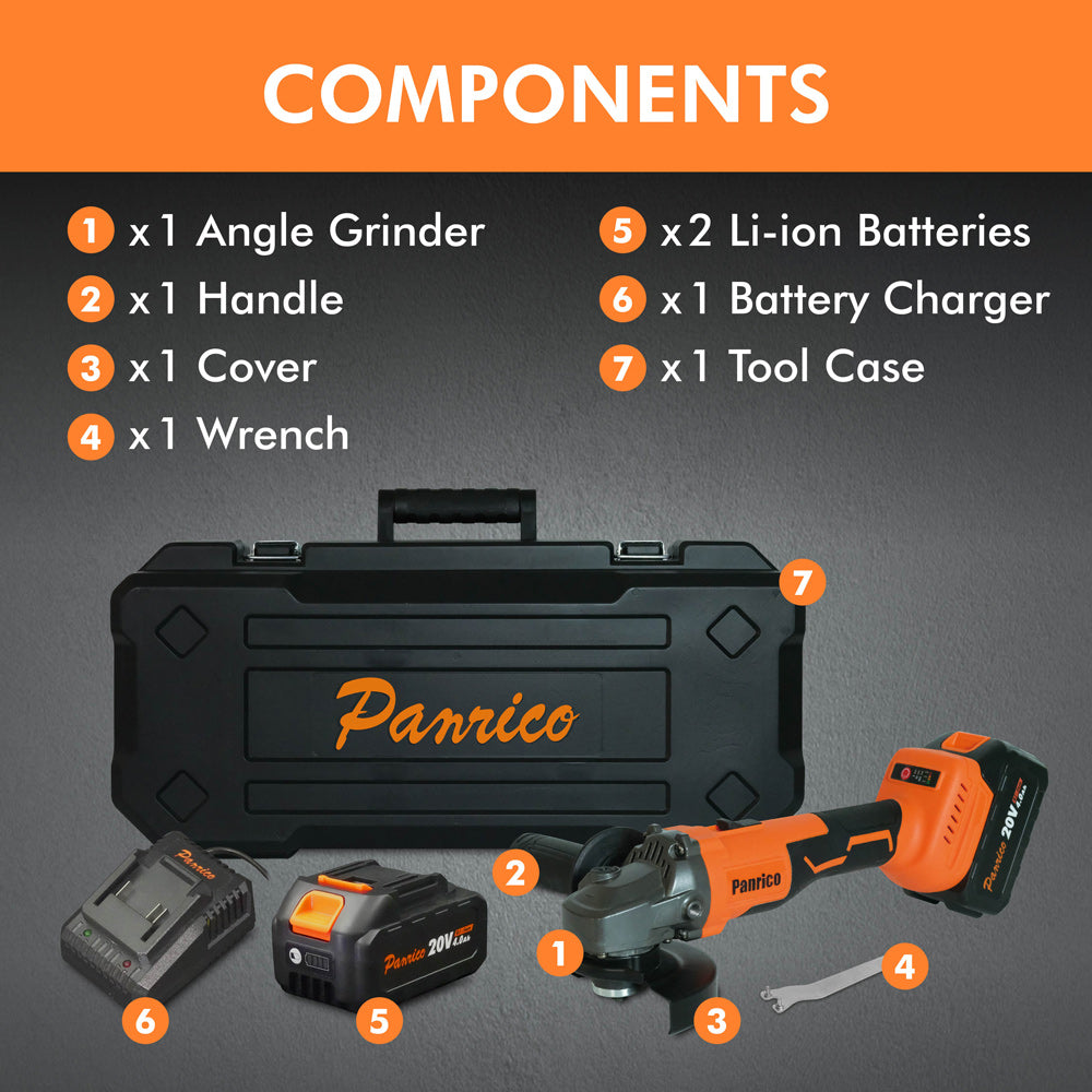 20V Li-ion Brushless Cordless 4-inch Angle Grinder componts