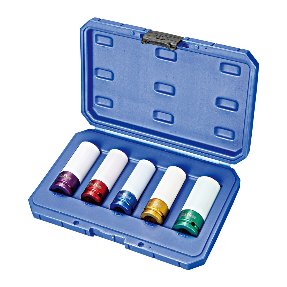 5pcs 1/2 inch Dr. Thin Wall Deep Impact Socket Set