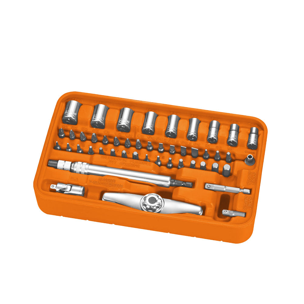 47pcs Ratchet T-Handle Telescopic Bit Holder Bits and Socket Set