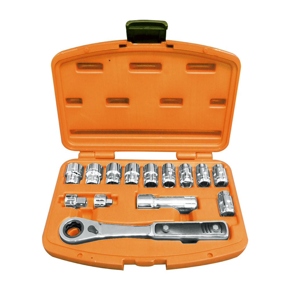 14pcs 72 Teeth R-Angle Go Through Socket Wrench Ratchet Set