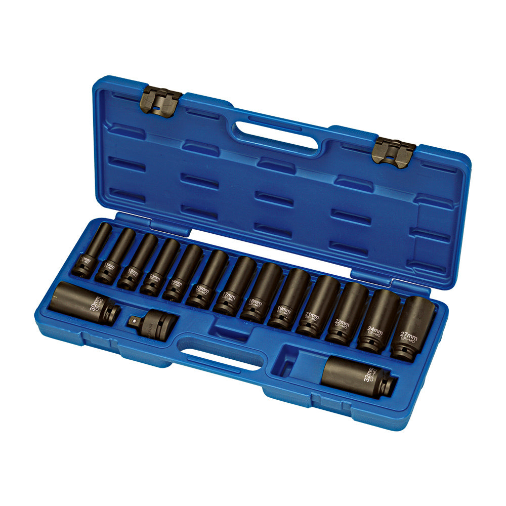 16pcs 1/2 inch Dr. Deep Impact Socket Set