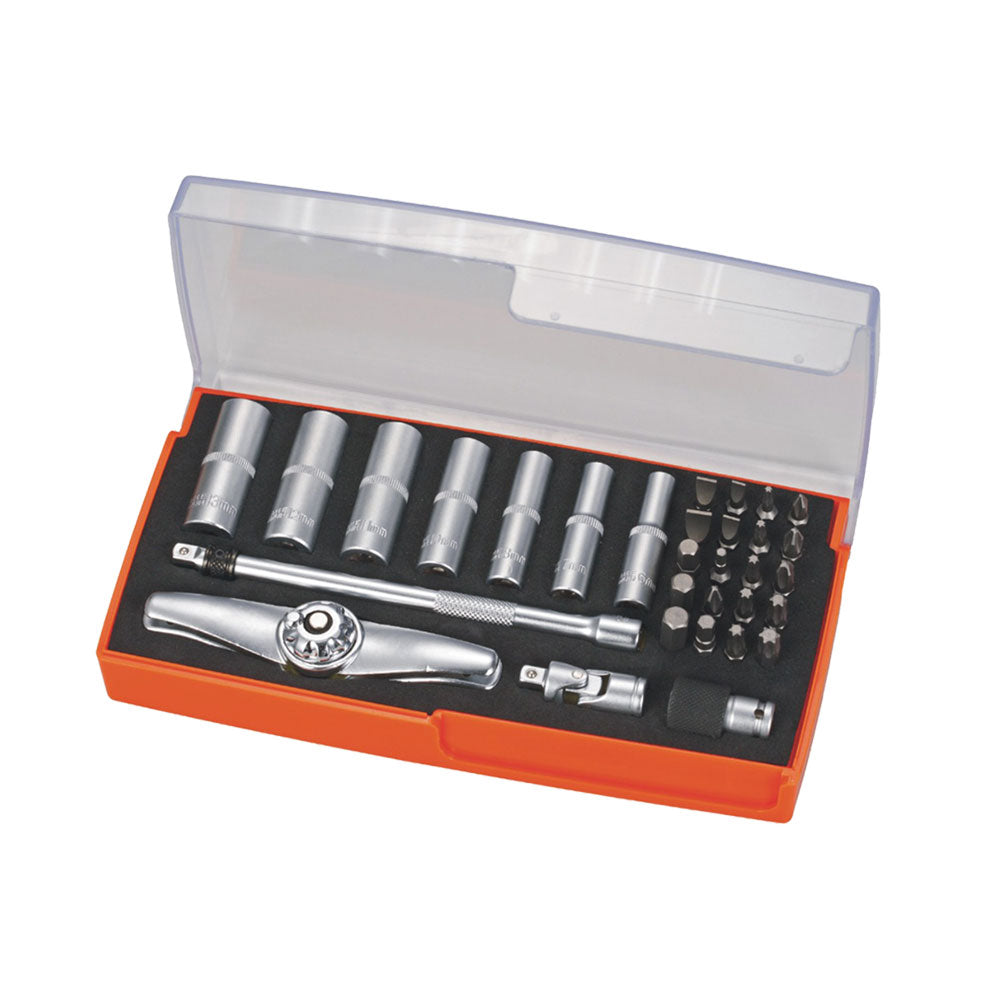 31pcs Ratchet T-Handle; Bits and Socket Set