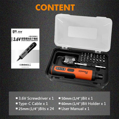 3.6V Cordless Li-ion Screwdriver Kit USB-C Rechargeable Electric Screwdriver Set Electric Screwdriver kit