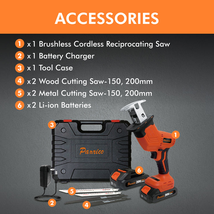 20V Cordless Brushless Reciprocating Saw accessories