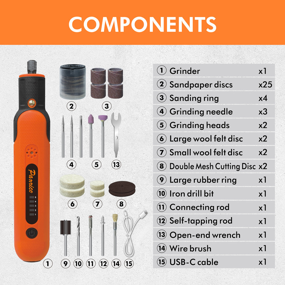 8V Li-ion Cordless Grinder Engraving Pen  components