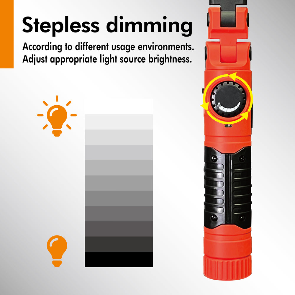 5W Magnetic Foldable LED Work Light Flashlight Stepless dimming