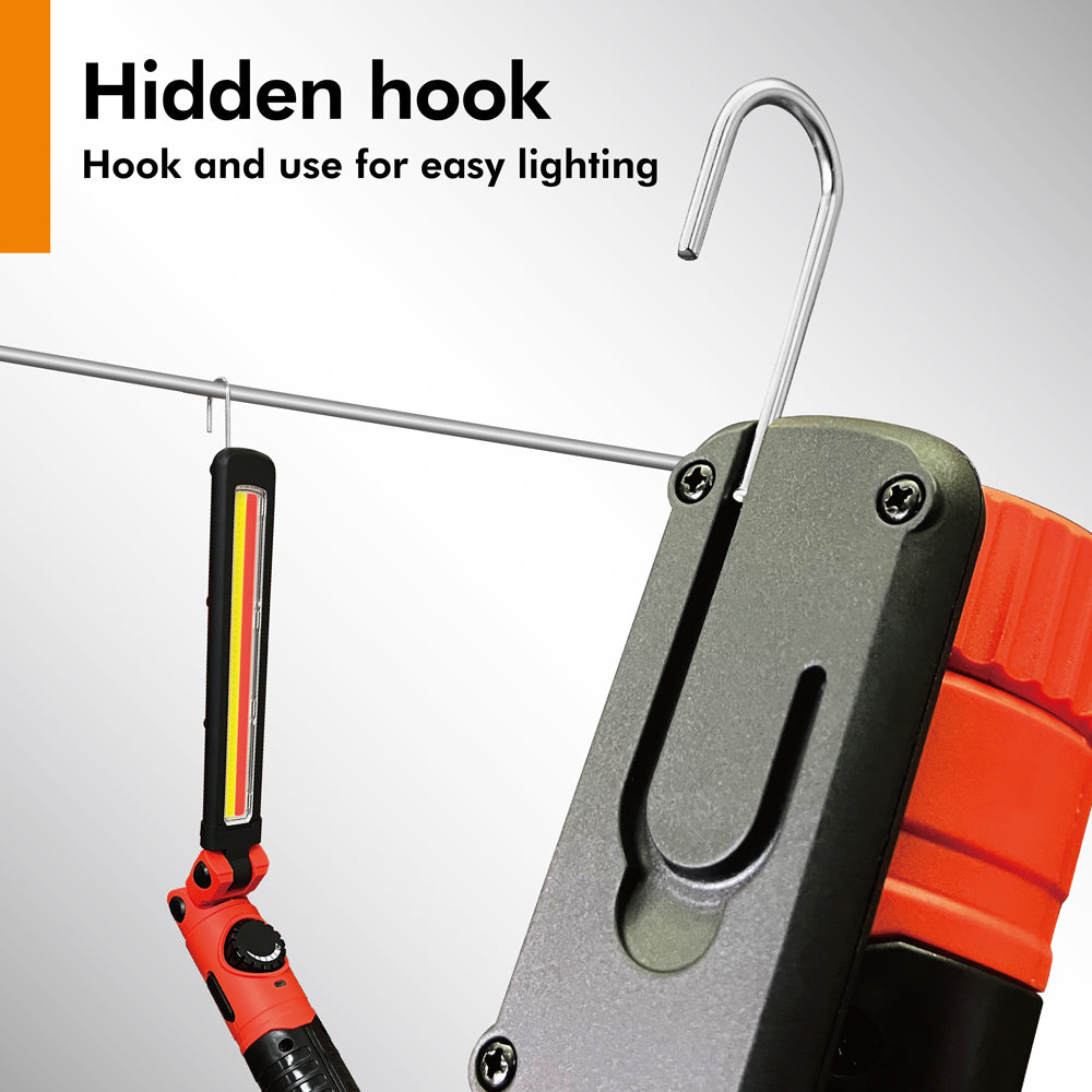 5W Magnetic Foldable LED Work Light Flashlight hidden hook
