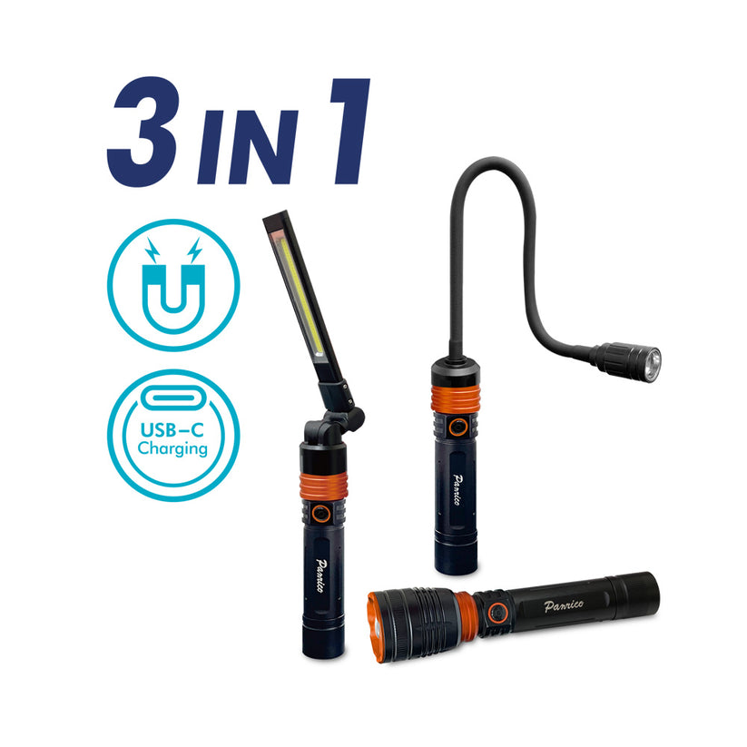 Versatile 3-in-1 LED Work Light with Rechargeable Flashlight and ...