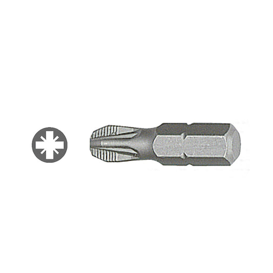 1/4 inch 25mm Pozidriv Non Slip Rib Insert Bit