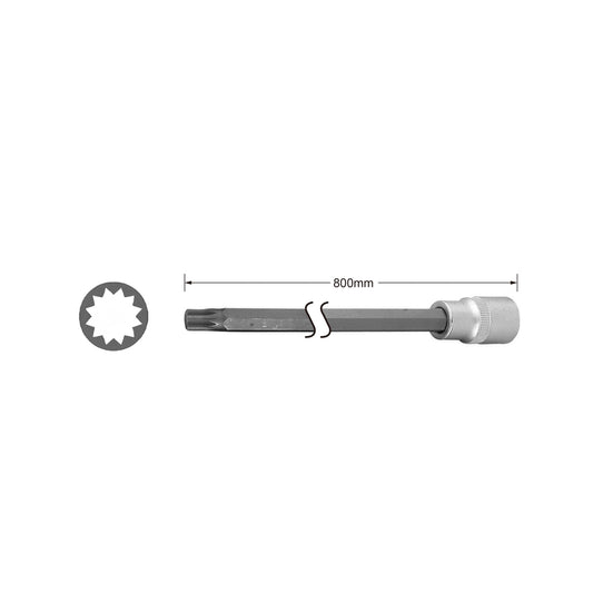 1/2 inch Dr. Extra Long Spline Bit Socket